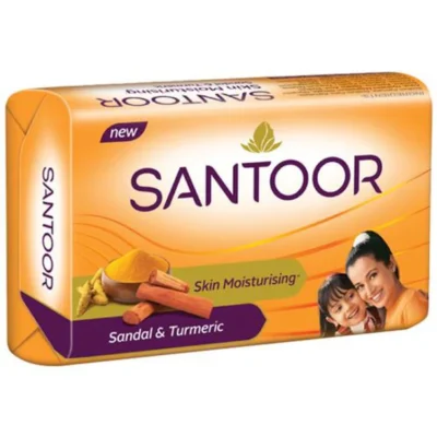 Santoor Sandal & Turmeric Bath Soap for Younger Looking & Glowing Skin, 100 g